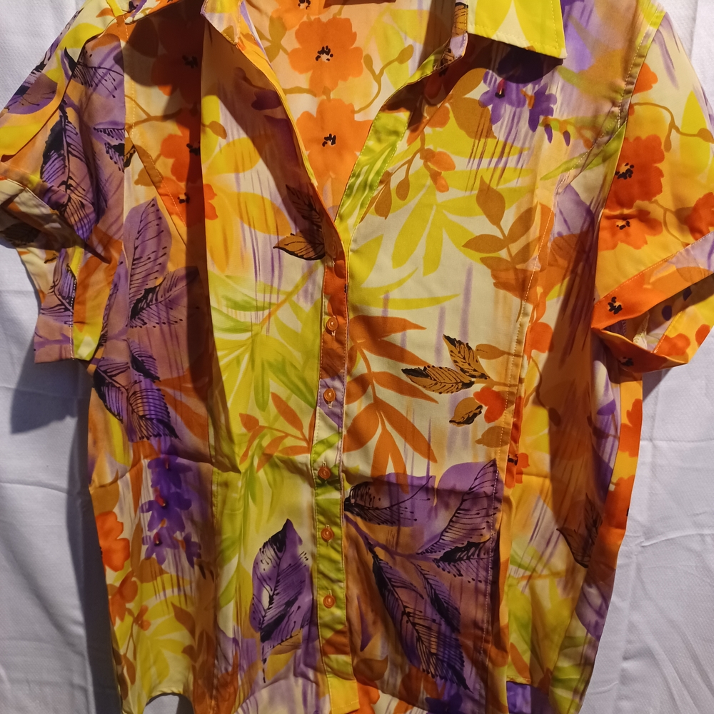 Joanna Petite Orange and Yellow Floral Shirt PxL (A)